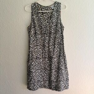 TOMMY BAHAMA Women's 100% Linen Dress Medium Animal Print Pockets Leopard Cruise